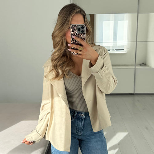 Beige Trench-Blazer mit Bindegürtel