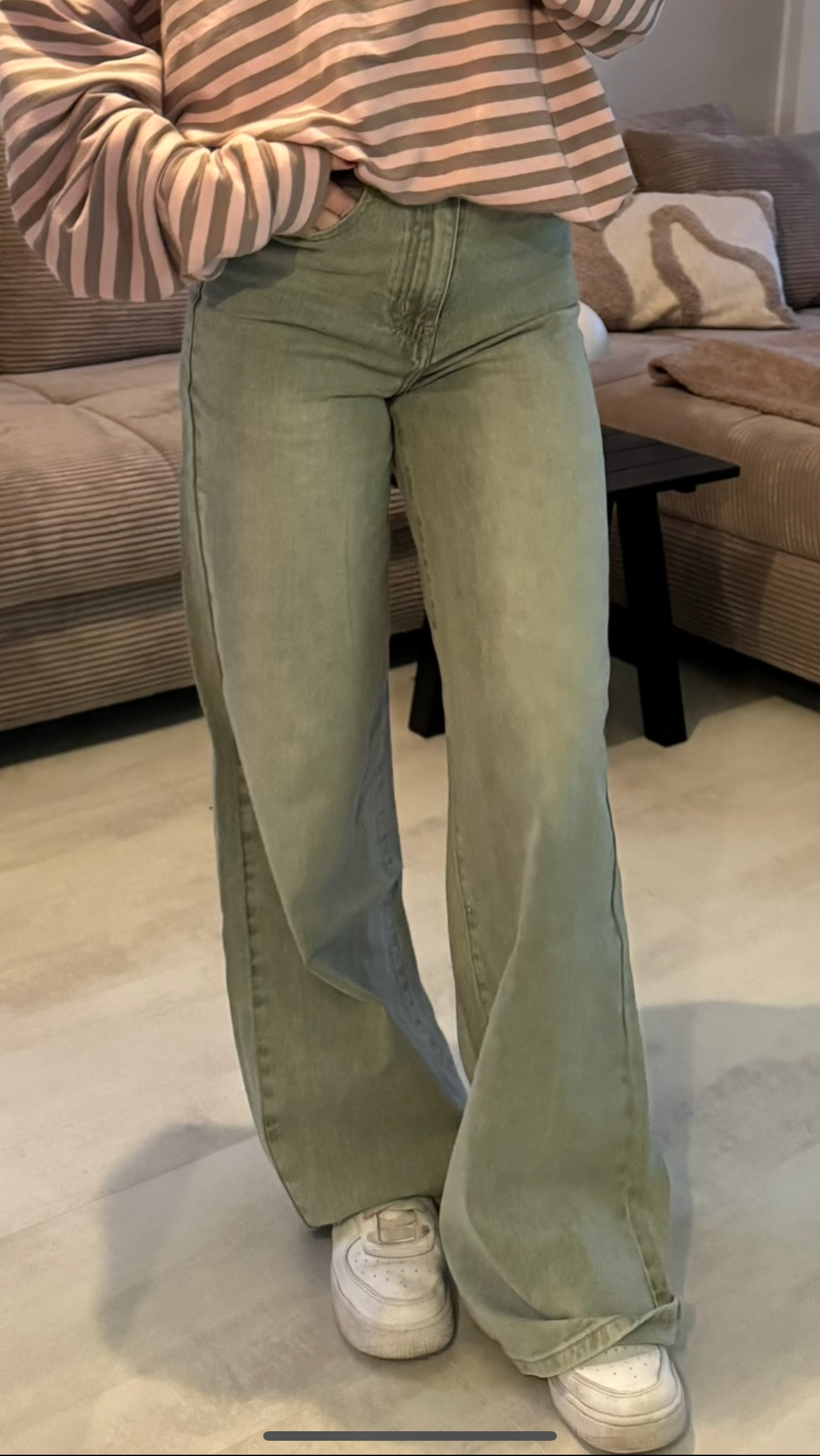 Wide Leg Jeans „Olive“ – Grün