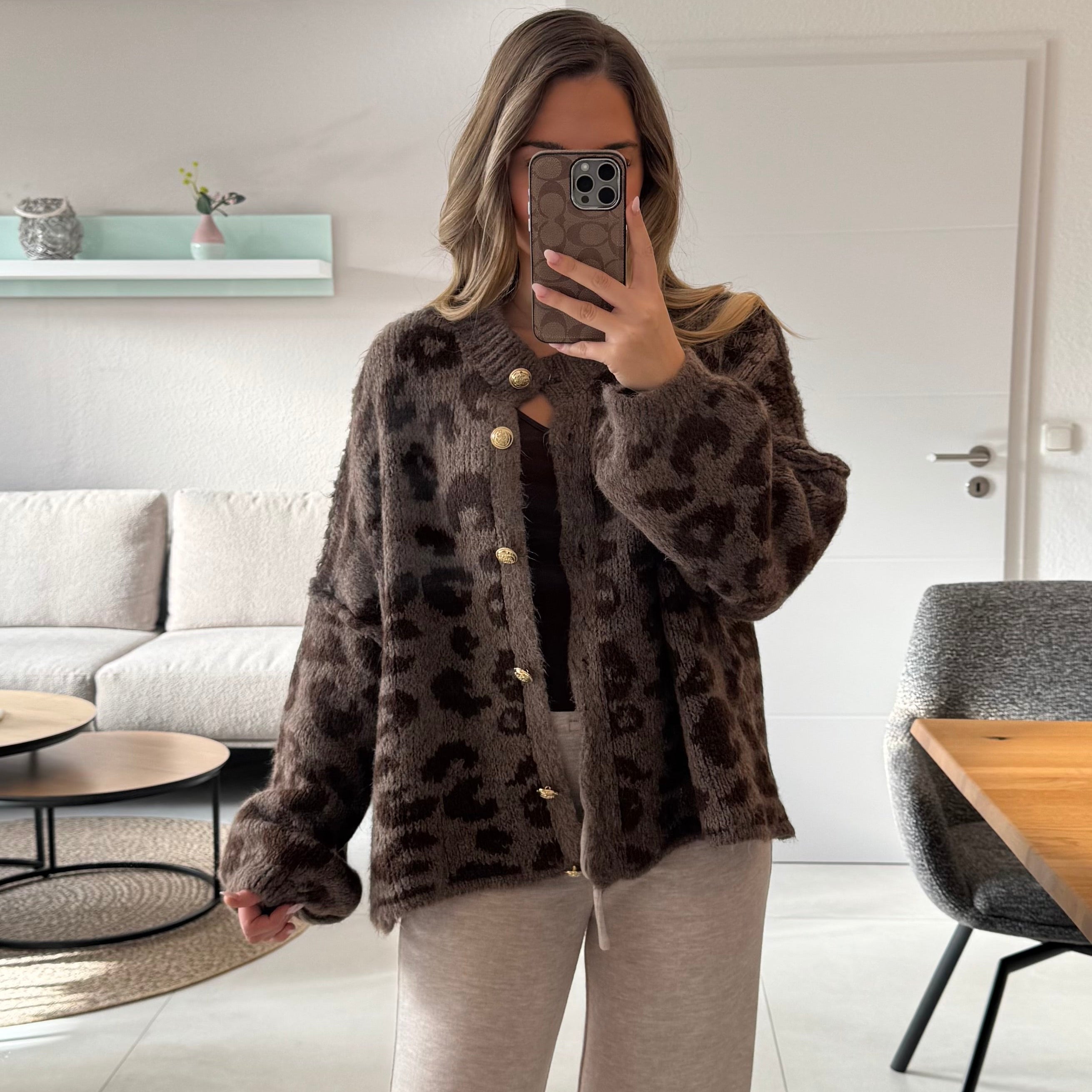 Cardigan mit Leomuster